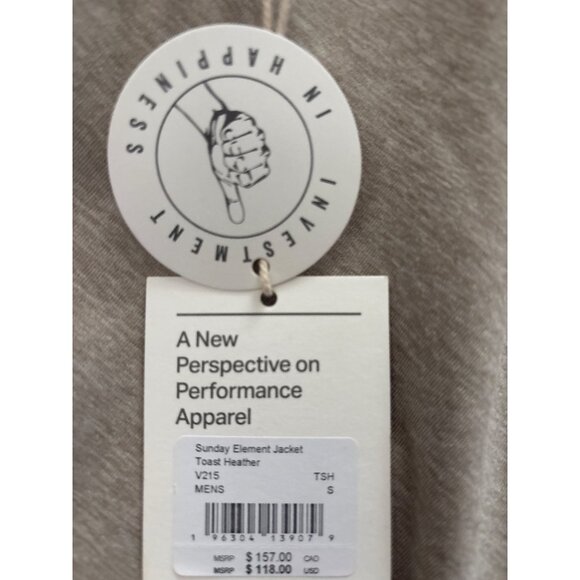 Vuori Mens Full-Zip Hooded Sunday Element Jacket S, new with tags, Toast Heather - Picture 8 of 8